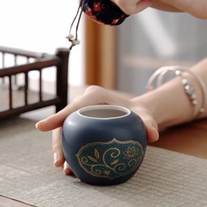 Bộ ấm chén pha trà du lịch kèm vali da sang trọng