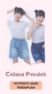 Celana Jeans Pendek Hotpants Anak Perempuan Polos Usia 7-13 Tahun