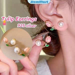 ItemMart Korean Vintage Tulip Earrings Jewelry Accessories Women 925 silver