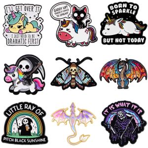 Halloween Moth Brooches For Women Dragon Enamel Pin Metal Badge Jewelry Clothing Backpack Accessories Holiday Gifts