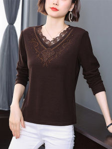 Fall and Winter Middle-Aged and Elderly Womens Dress Age Reduction New Arrival Inner Bottoming Shirt Tops Womens Autumn Clothing Middle-Aged Women T-shirt Small Shirt