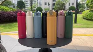 TYESO | TYESO 600/750ML Car Thermal Cup Sports Water Bottles Stainless Steel Thermos Bottle With Straw Keeps Cold and Heat Thermal Mug
