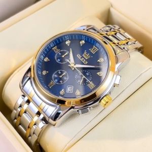 OLEVS Jam Tangan Pria Original Anti Air Led Luxury Analog Chronograph Stainless Steel Watch Men