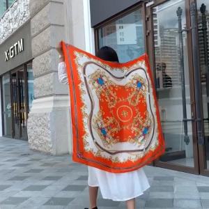 New 2026 Luxury 110cm Square Mulberry Silk Scarf Real Silk Hand Rolled Edge Large Shawl Wrap Designer Vintage Floral Print Hijab