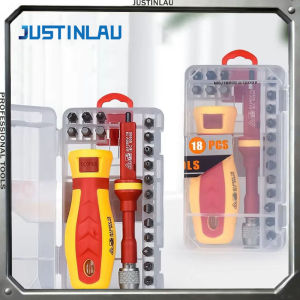 Magnetic Screwdrivers Bits Set 18 in 1 1000V Slotted Cross Torx for Electrician Combination Versatile Screwdriver Measuring Pen