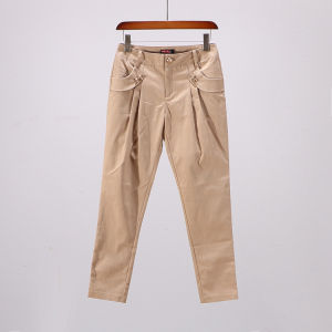 Brand Discount Womens Casual Pants Autumn Collection Pleated Slim Fit Long Trousers Comfortable Natural Waist Tapered Leg