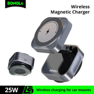 Bonola Car Suction Cup Wireless Charger 25W for iPhone 17 Pro Max/17 Pro Magnetic Wireless Charger for iPhone 16/15/14/13/12