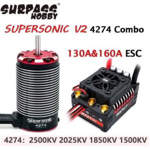 SURPASS HOBBY | SURPASS HOBBY SUPERSONIC V2 Brushless Motor 4274 Combo 2500KV 2025KV 1850KV and 130A/160A ESC Combo for 1/8 1/7 RC Car RC Parts