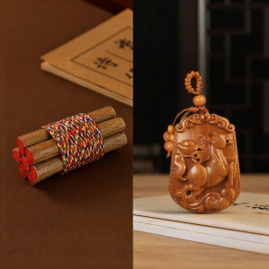 BINYUE | Peach Wood Branch Charm 7cm