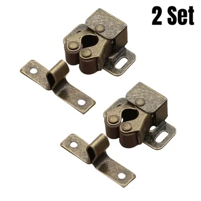 2/4/10 Sets Press Wardrobe Door Buckle Cabinet Latches Double Roller Catch Hardware for FurnitureCupboardDrawersCloset Door
