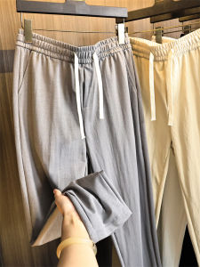 Luxurious Cotton Linen Blend Mens Casual Pants Straight Leg Versatile Comfortable Breathable Fashionable Summer Trousers