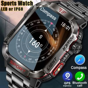 Military GPS Smart Watch Men Flashlight 600mAh Compass Waterproof Outdoor Sport Tracker Bluetooth Call Smartwatch Android iOS