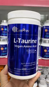 CanPrev L-Taurine Vegan Amino Acid 450g Bổ sung Taurine thuần chay tốt cho tim mạch não bộ cơ bắp