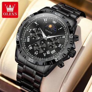 OLEVS | Đồng Hồ Đeo Tay Thạch Anh Sang Trọng Dành Cho Nam OLEVS 2950 Chức Năng Lịch Tuần Trăng 24 Giờ Chức Năng Bấm Giờ Ngày Tự Động Dây Đeo Thép Không Gỉ Chống Nước Hiển Thị Số La Mã