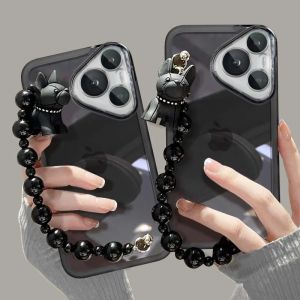 เคส Huawei Pura 80 Pro Pura 80 Ultra เคสโทรศัพท์ดีไซน์ใหม่ตัวการ์ตูนน่ารักบูลด็อกสร้อยข้อมือตุ๊กตาหมีจี้ป้องกันเลนส์ใสกรอบนุ่ม2025