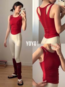 sui xin yu qie | Red Yoga Outfit with Bra Pad for Petite Women