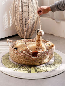 ที่นอนแมวผ้าใบไหปลาร้าฤดูร้อน ที่นอนแมวแบบถักได้ ที่นอนแมวแบบระบายอากาศได้ดี แผ่นรองสับปะรดสำหรับแมว ของเล่นแมว ผลิตภัณฑ์แมว