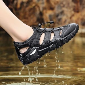 2026 Korean Leather Sandals For Men Summer Beach Shoes Sandals For Boys Outdoor Mens Shoes Big Size 40-45