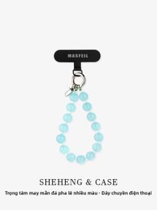 SH | Dây đeo điện thoại di động bằng đá pha lê nhiều màu ngắn Phụ kiện túi xách chống thất lạc cho Apple 16 Dây đeo thời trang nữ
