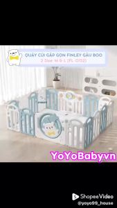 Quây cũi nhựa gấp gọn Gấu Boo Finley tặng thảm và bóng