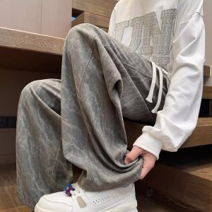 Thickened Fleece Lined Corduroy Mens Pants Autumn Winter Sporty Casual Straight Leg Drapey Long Trousers Warm Comfortable
