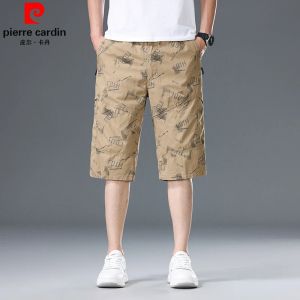 Pierre Cardin Mens Pure Cotton Shorts Casual Fashionable Beachwear mid Waist Seven-Quarter Length Summer Collection