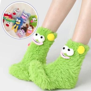 Womens Winter Socks Funny Thickened Warm Medium Tube Sock Men Warm Kawaii Cartoon Home Floor Sokken Girls Fluffy Stockings