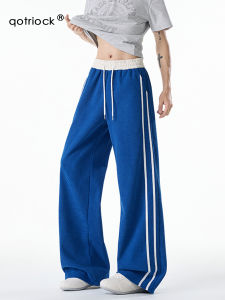 QOTRIOCK | Color Blocking Side Stripe Slim Lightweight Culotte Trousers