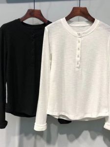 plus Size Womens Casual Loose Long Sleeve Shirt Korean Style Button up Top for  And Pear Shaped Body Spring Autumn