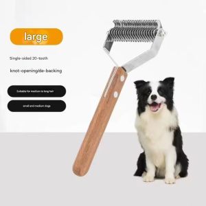 PET Wooden Handle Blade Comb Hair Removal And Shedding Comb For Dogs Double-sided 20-tooth + 33-tooth Row Comb Dog Comb