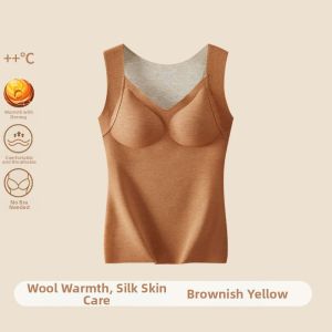 Seamless Silk Wool Warm Vest Bra Padded