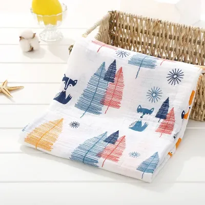 120x110cm Muslin Chăn Cho Bé Unisex Sơ Sinh Đầm Trẻ Sơ Sinh Gạc Tắm Cotton Sợi Dọc Cho Mùa Xuân & Mùa Thu
