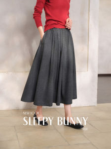Wool Acetate Irregular Pleated Drape A-line Womens Skirt