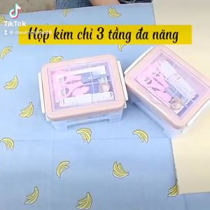 Hộp Kim Chỉ May Vá Đa Năng Gia Đình Bộ Hộp Kim Chỉ May Vá Đa Năng 3 TẦNG Gia Đình - Kim Khâu Chỉ Kéo Thước Dây Đủ Size Màu Mini/Hộp Kim 3 Tầng Dieulinhshop