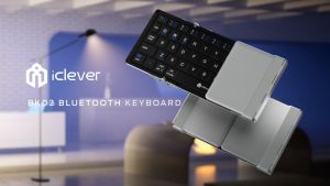 iClever BK03 Portable Keyboard with Stand Holder (Sync Up to 3 Devices) Full-Size Bluetooth Keyboard for iPhone iPad Smartphone Laptop Tablet