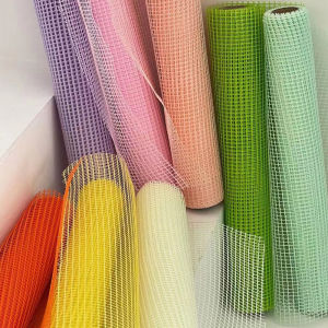 Colorful Floral Grid Net  Flower Bouquet Packaging Inner Lining Decoration for Florist Shop Artificial Flower Supplies