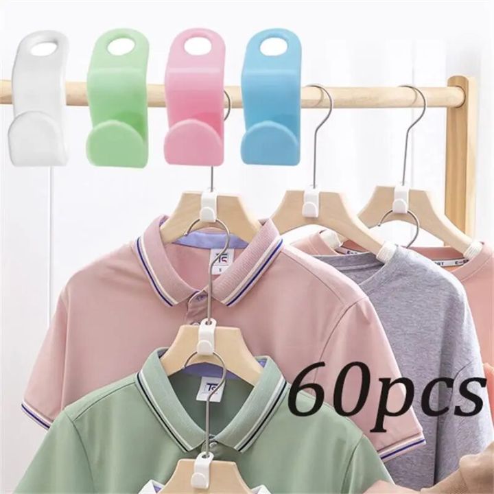 60pcs/set Plastics Hanger Connection Hook Stackable Space Saving