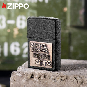 Zippo Bronze Zippo LOGO Deign with Zippo Logo Emblem Black Crackle Windproof Pocket Lighter | Zippo 362