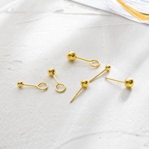 S925 Sterling Silver Mini Golden round Bead Earrings Womens Simple Personality Student Ear Jewelry Fashion Korean Style