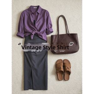 V.C.I | High-class Purple Tencel-Linen Blended Shirt