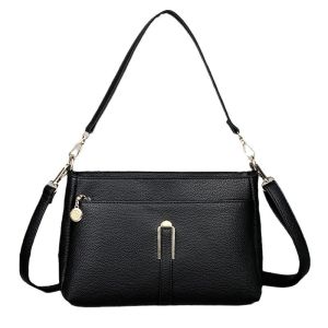 Large Capacity Soft Leather Womens Bag Fashionable Versatile Shoulder Crossbody Bag for Middle-Aged Mothers Casual Style