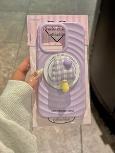 Magentic Strawberry Pattern Phone Case Stand Two-In-One Compatible with  15Promax New 14Pro Niche 13 Creative 12 Female 15 Anti-Fall Protective Cover