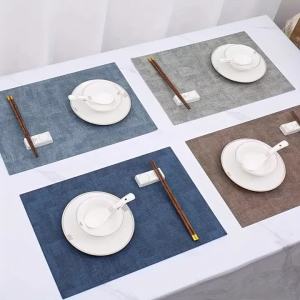 Single/Double-Sided Leather Placemats Rectangular Stylish Minimalist Placemats Heat-Resistant Non-Slip Waterproof Insulated