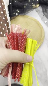 Colorful Dots Wire Metallic Twist Ties Lollipop Ligation Candy Bag Baking Packaging Sealing Binding Wire For Cake Dessert Bag
