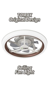 TOMAX Ceiling Fan with LED Light – Remote Control Silent DC Motor 360° Adjustable Airflow Low Profile Flush Mount for Home & Office