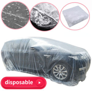 Temporary Transparent Disposable Car Cover Rain Dust Garage Cover Clear Plastic Universal