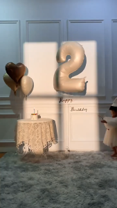 Balon Foil Angka Large 32 Inci Warna Karamel Caramel Helium Foil Balon Nomor Bentuk Balon Foil Angka 0-9 Jumbo 32 inch