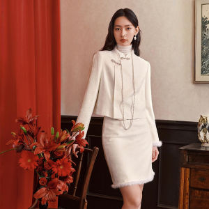 Koradior | Chinese New Style Buttoned Mandarin Collar Embroidered Coat