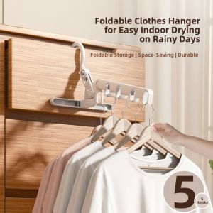 Portable Folding Clothes Hanger For Travel Indoor 5-Hook