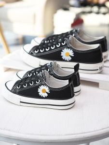 Mother Daughter Matching Canvas Shoes Spring Autumn New Style Girls Daisy Shoes Childrens Cloth Shoes Trendy Family Shoes